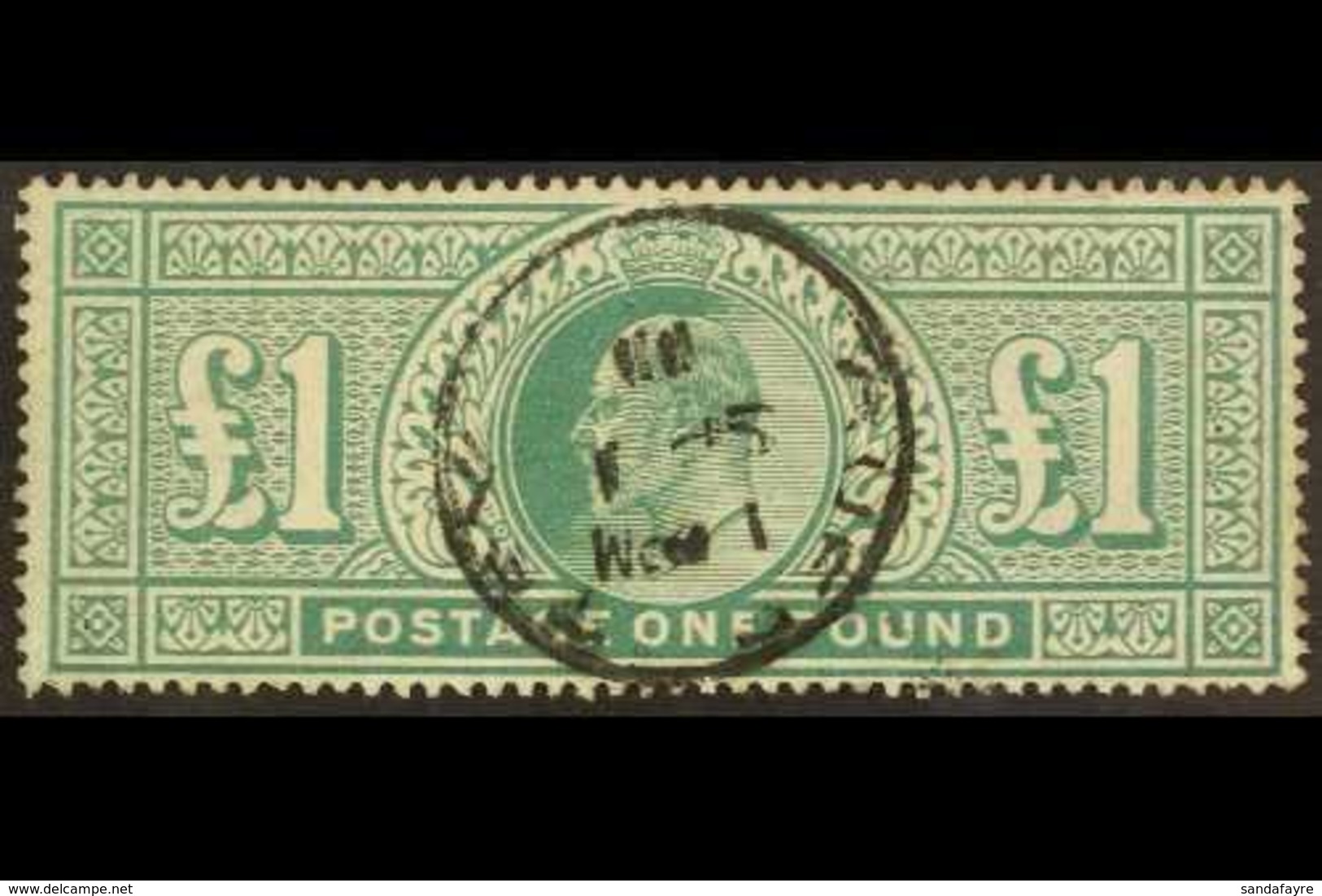 1902-10  £1 Dull Blue- Green De La Rue, SG 266, Very Fine Used, Cat £825. For More Images, Please Visit Http://www.sanda - Ohne Zuordnung