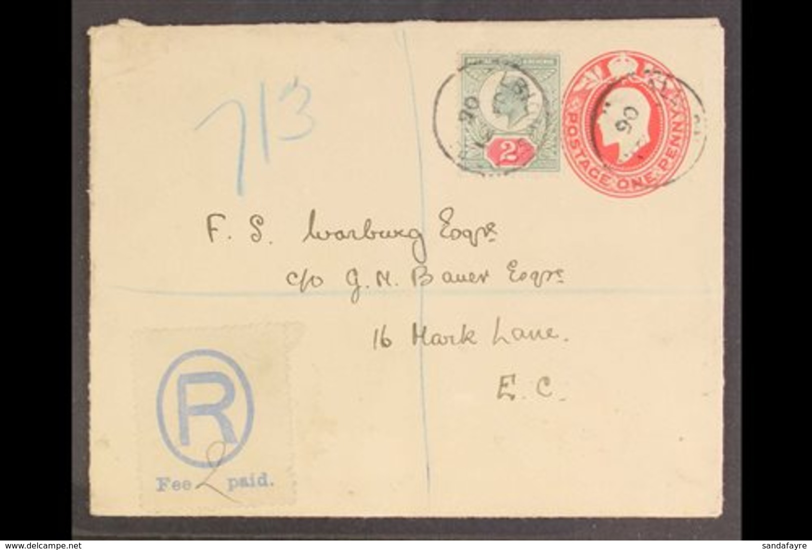 1906  (31 Jan) 1d Red Postal Stationery Envelope, Registered, Uprated With 2d Stamp Tied By "Albion St." Cds's, With "R" - Ohne Zuordnung