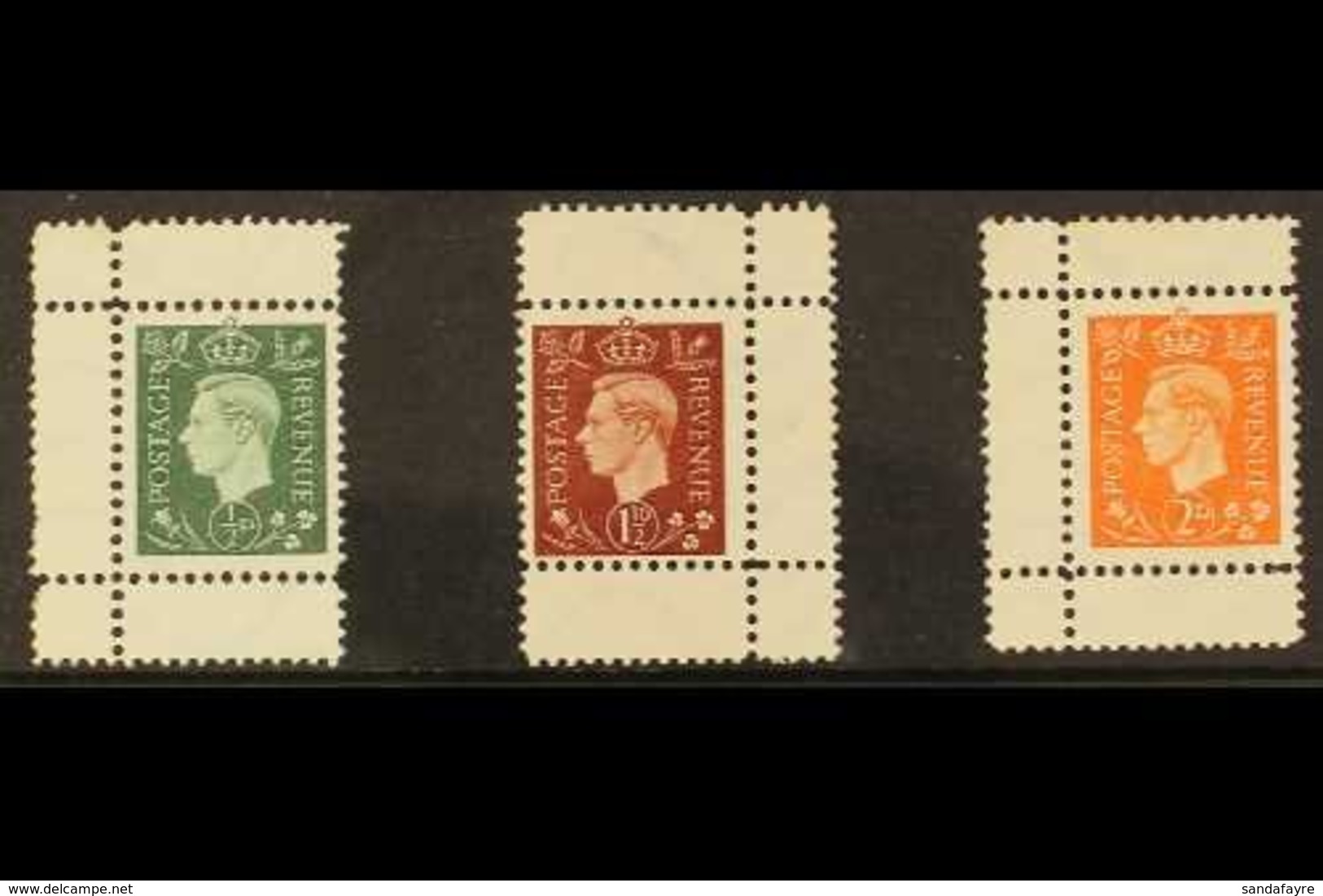 GERMAN WWII PROPAGANDA FORGERIES  ½d, 1½d & 2d Geo VI Values, Perf.11 On Wavy-line Watermarked Paper, Michel 3, 5, 6, Un - Unclassified