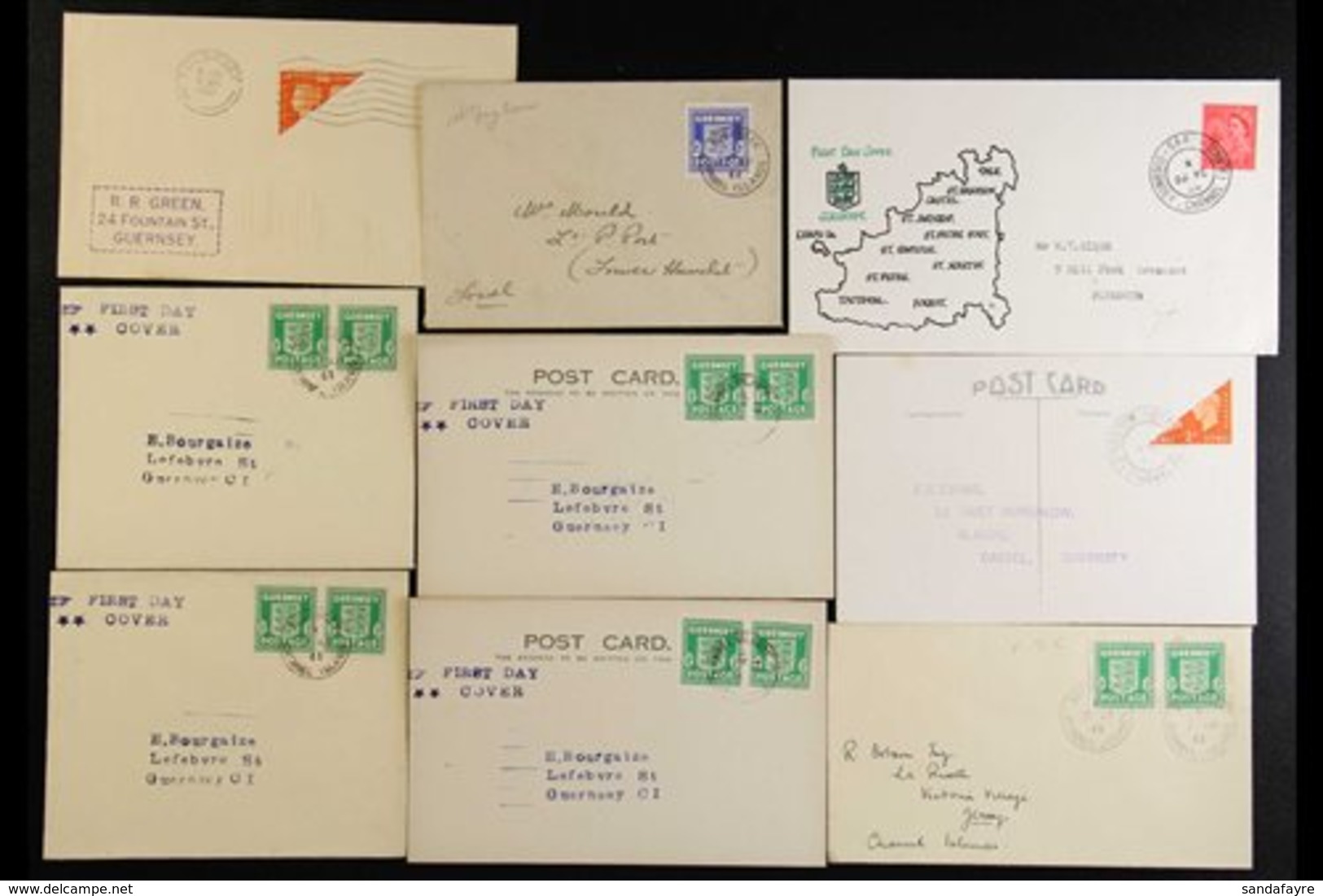 GUERNSEY 1940-44  An Attractive Range Of Covers And Cards, With 1940 2d Centenary Bisects On Card With Cobo Ische Cds, A - Other & Unclassified