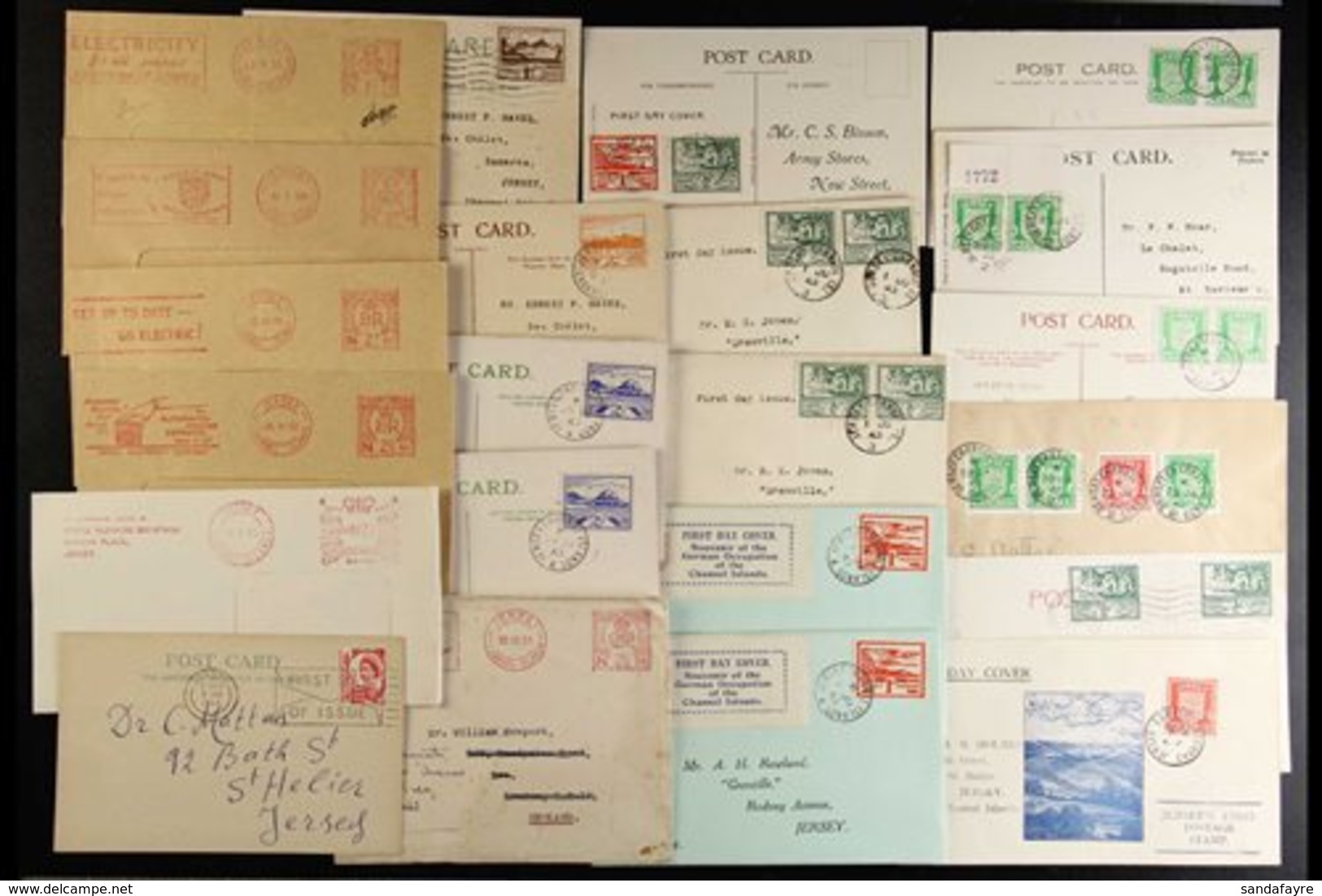 JERSEY 1941-60's  An Attractive Range Of Covers And Cards Incl. 1941-42 Arms ½d Pairs On First Day Cards (3), Envelope B - Sonstige & Ohne Zuordnung