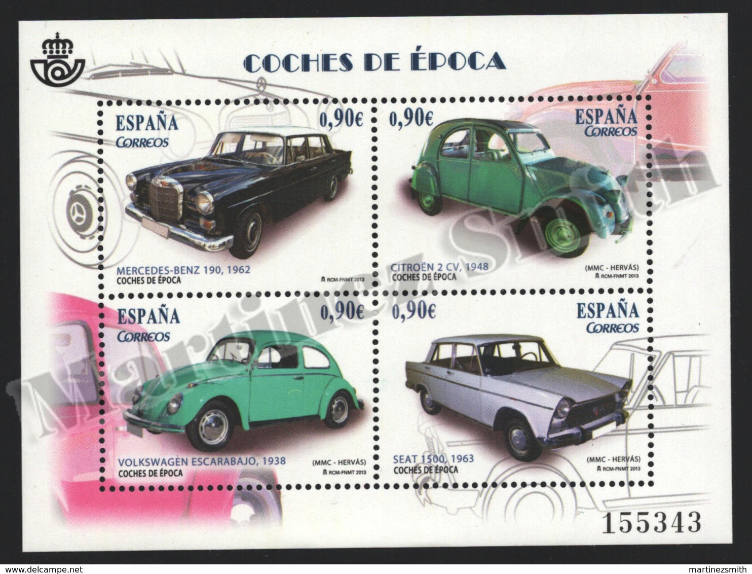 Spain - Espagne 2013 Yvert 4478-81, Transport. Vintage Cars. Mercedes, Citroën, Volkswagen, Seat - Miniature Sheet - MNH - Nuevos