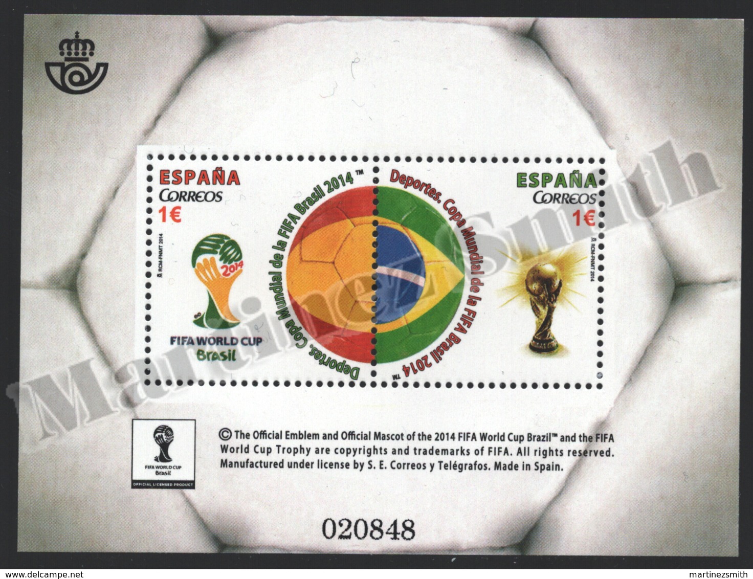 Spain - Espagne 2014 Yvert 4596-97, Sport, Brazil 2014 FIFA World Cup - Football - Miniature Sheet - MNH - Nuevos