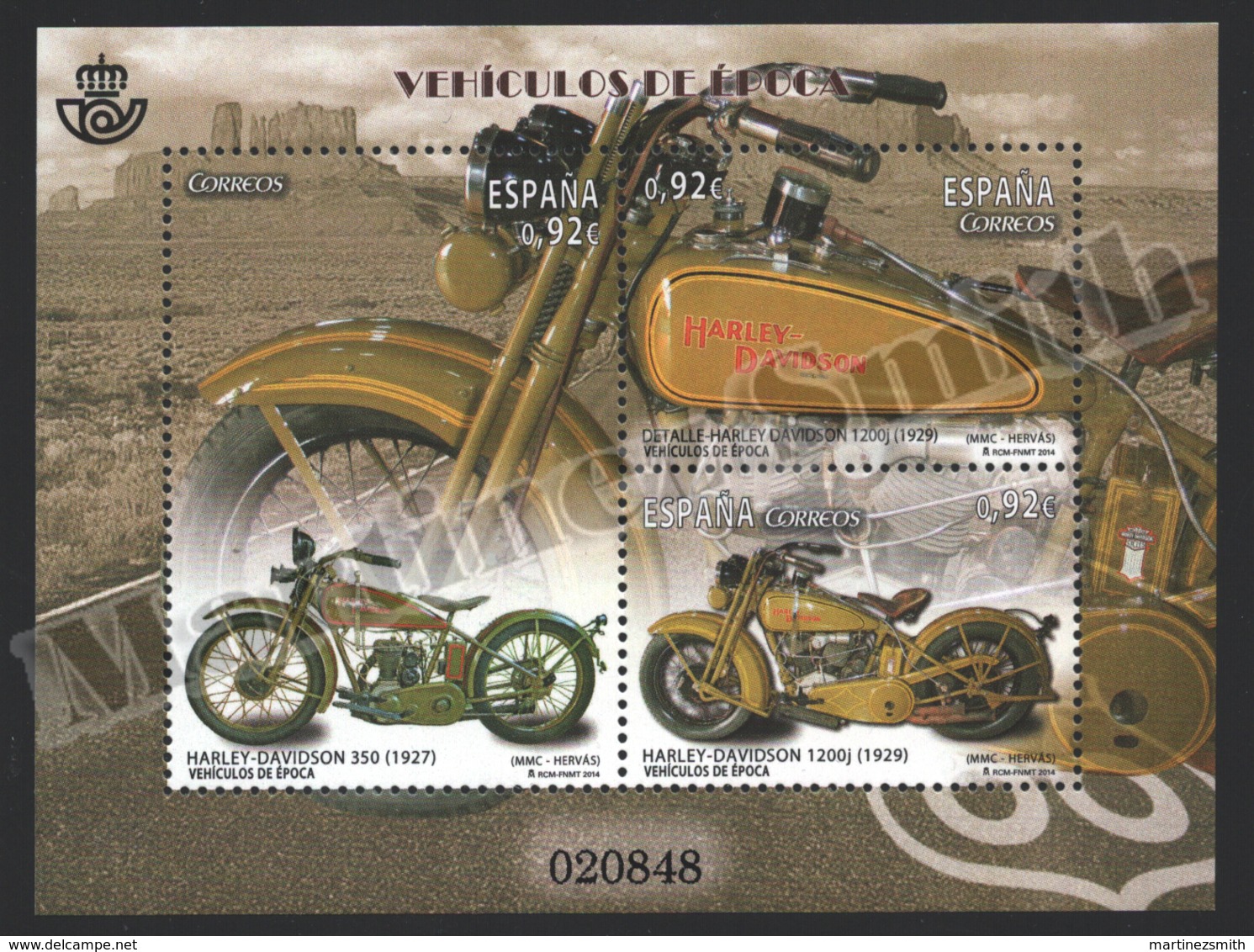 Spain - Espagne 2014 Yvert 4611-13, Vintage Vehicles, Harley Davidson - Motorcycles - MIniature Sheet - MNH - Nuevos