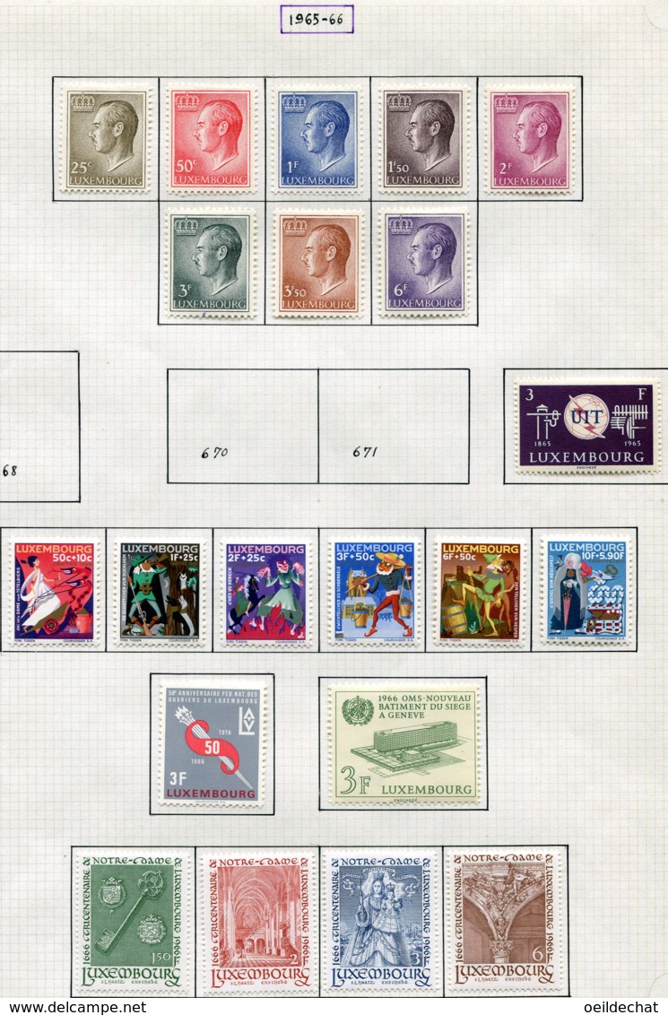 12062 LUXEMBOURG Collection Vendue Par Page N°660/7, 669, 672/7, 678, 679, 680/3 *  1965  TB/TTB - Collections