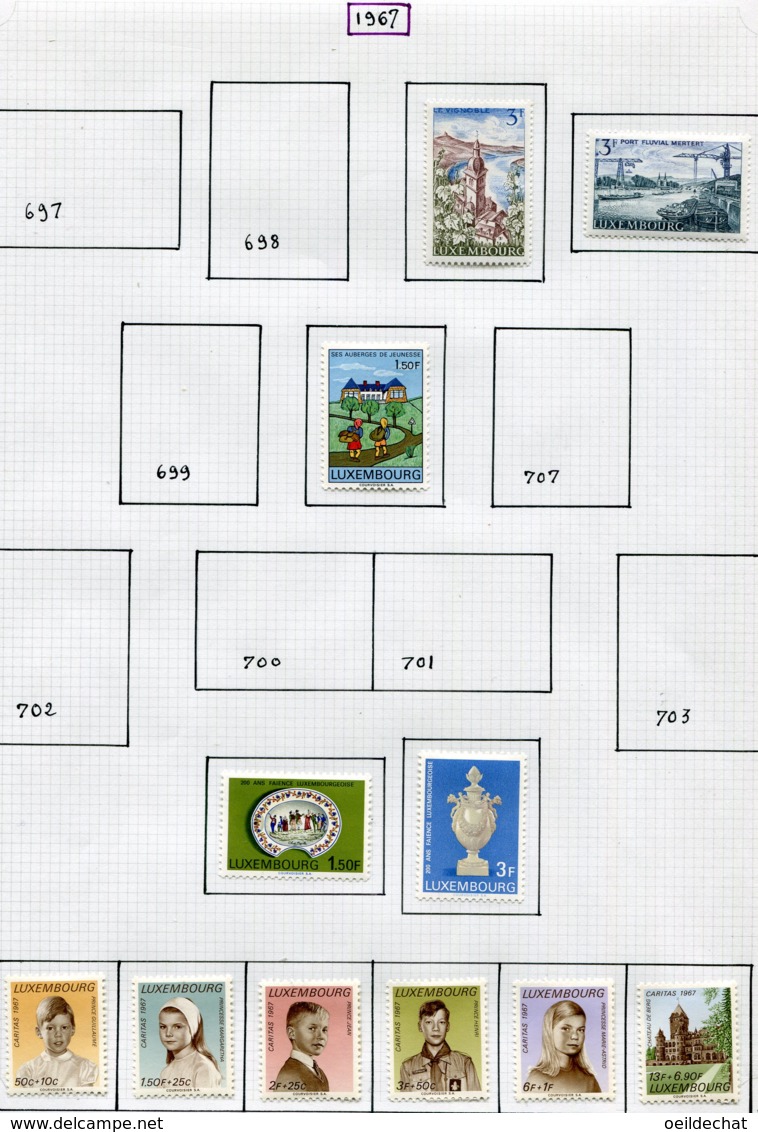 12063 LUXEMBOURG Collection Vendue Par Page N°704/5,706,708,709, 710/5 */ **  1967  TB/TTB - Collections