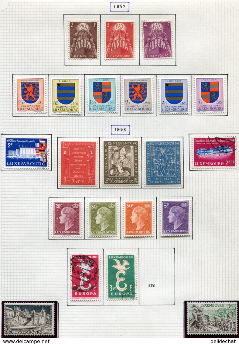 12056 LUXEMBOURG Collection Vendue Par Page N°531/3, 534/9, 541/2, 542/4, 544A/7, 548/9, 551/2    °/ *  1957-58  TB/TTB - Sammlungen