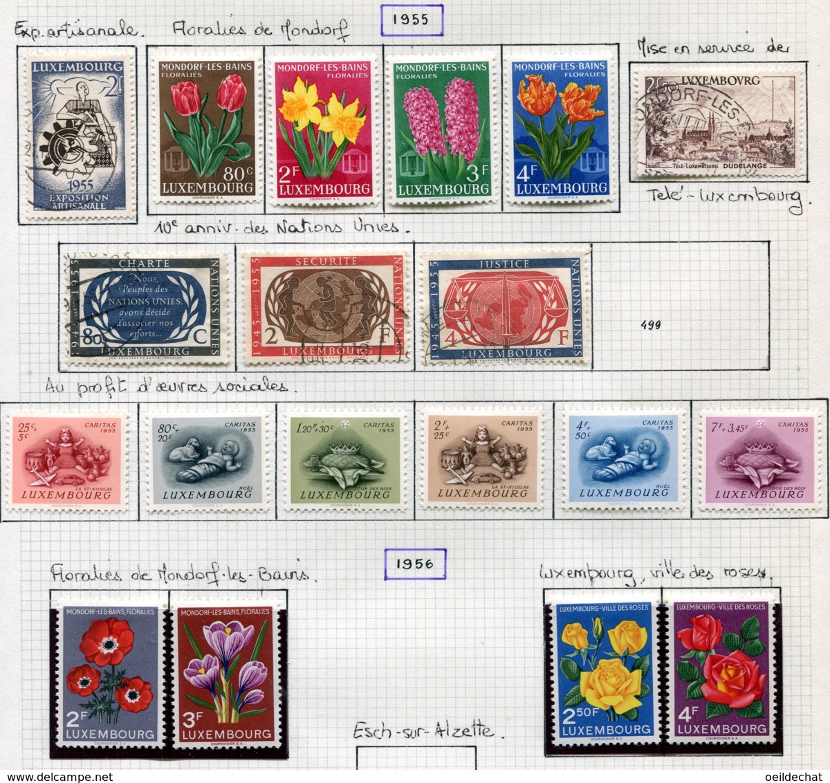 12054 LUXEMBOURG Collection Vendue Par Page N°490/3, 494, 495, 496/8, 500/5, 506/7, 508/9   °/ * 1955-56  TB - Collections