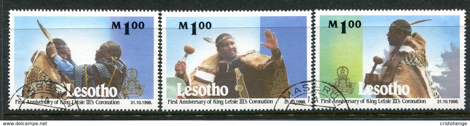 Lesotho 1998 First Anniversary Of Coronation Of King Letsie III Set Used (SG 1516-1518) - Lesotho (1966-...)