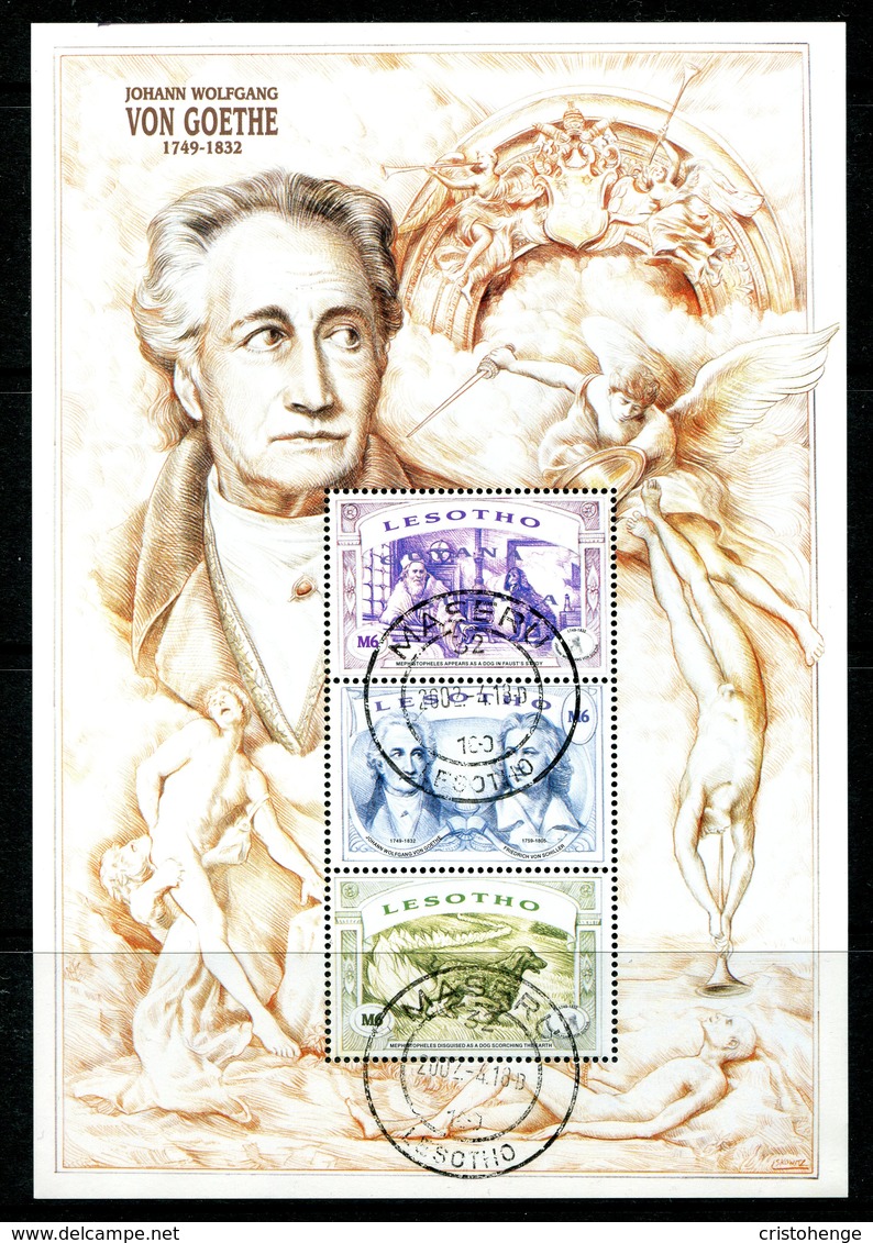 Lesotho 1999 250th Birth Anniversary Of Johann Von Goethe Sheetlet Used (SG 1629-1631) - Lesotho (1966-...)