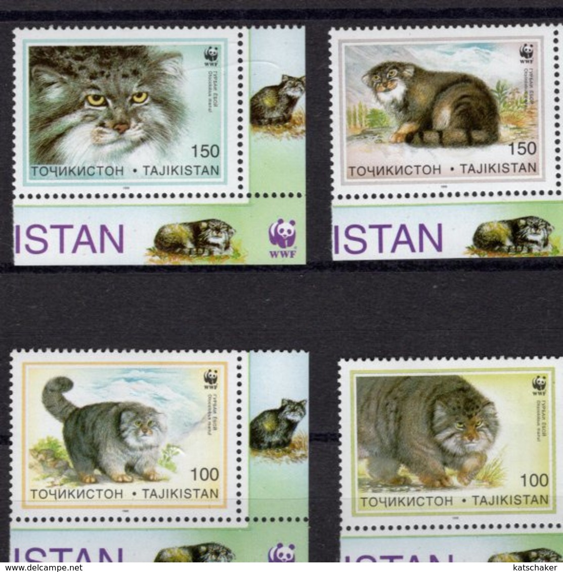 739913075  POSTFRIS MINT NEVER HINGED POSTFRISCH EINWANDFREI  SCOTT 92 93 94 95 WWF CATS - Tadjikistan