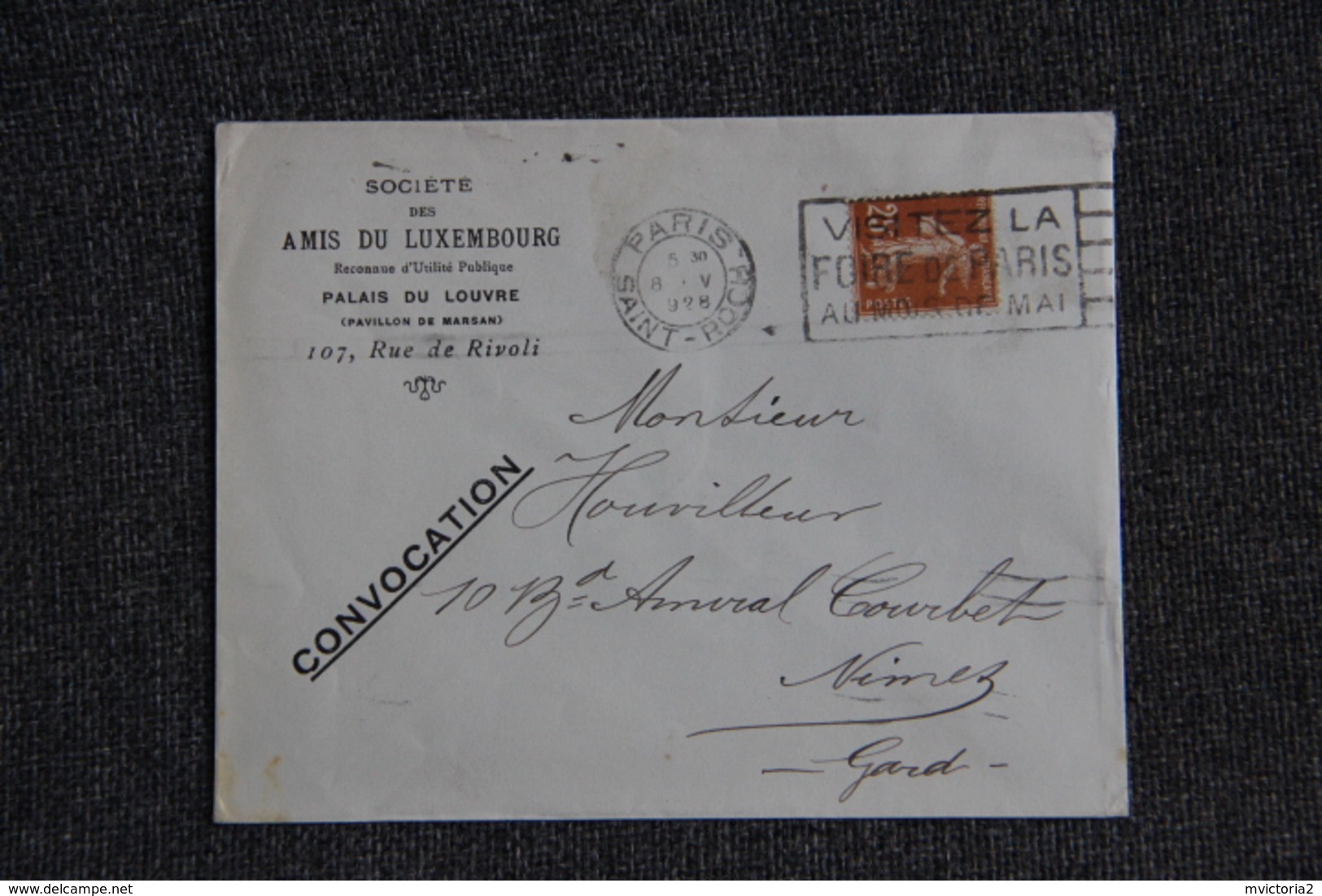Timbre Sur Lettre Publicitaire - PARIS , Société Des Amis Du LUXEMBOURG - 1900 – 1949
