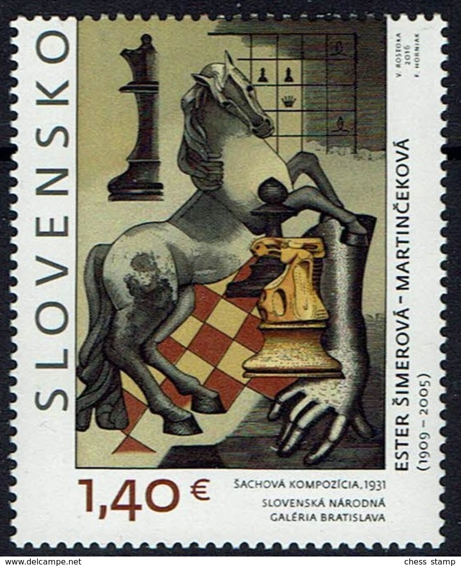 Schach Chess Ajedrez échecs - Slowakei Slovensko 2016 - Gemälde Von Ester Simerová - MiNr 801 - Schach