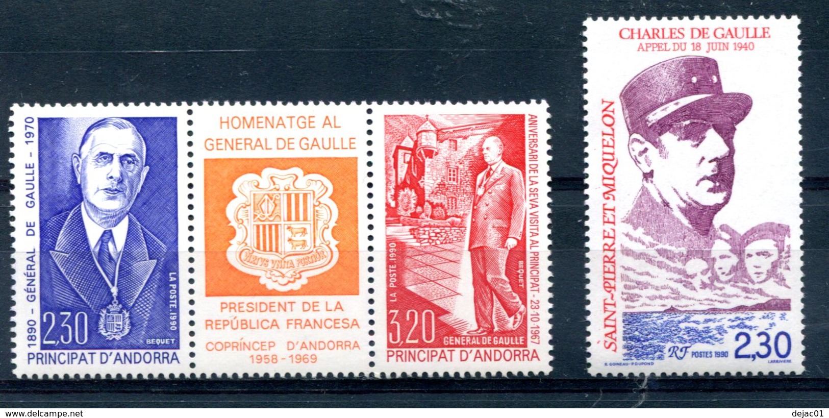 Thème Général De Gaulle - Lot Timbres Andorre & SPM - Neuf Xxx - T 847 - De Gaulle (General)