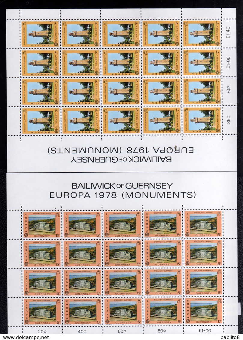 GUERNSEY GUERNESEY 1978 EUROPA CEPT MONUMENTS MONUMENTI BLOCK SHEET COMPLETE SET BLOCCO FOGLIETTO SERIE COMPLETA MNH - Guernesey