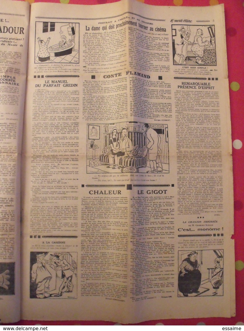 Journal Le Merle Blanc. 4 Avril 1925 N° 307. Sifle Et Persifle Le Samedi. Rare Satirique - Autres & Non Classés