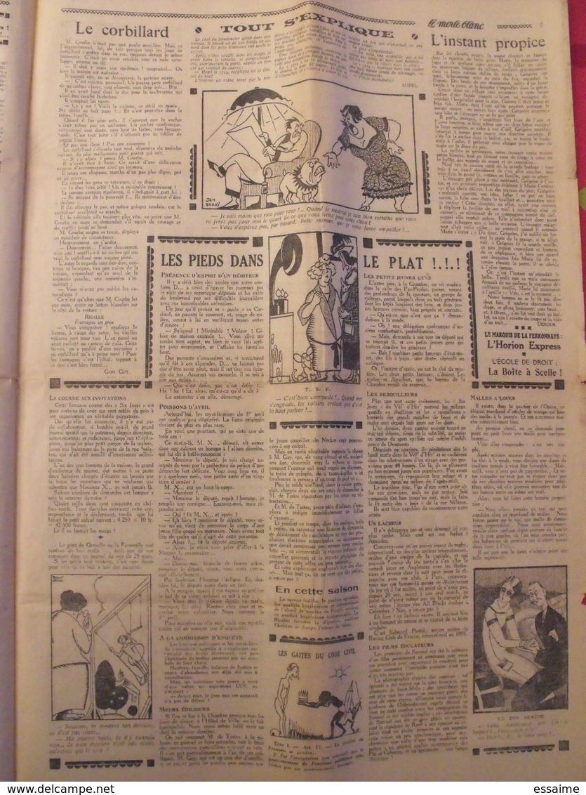 Journal Le Merle Blanc. 4 Avril 1925 N° 307. Sifle Et Persifle Le Samedi. Rare Satirique - Autres & Non Classés