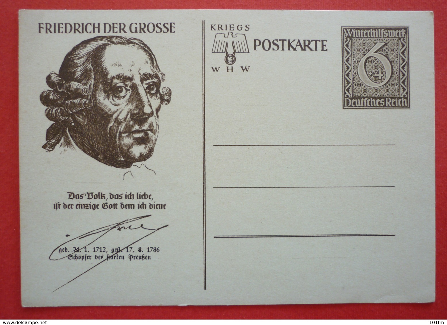 GERMANY -  GANZSACHEN - POSTAL STATIONERY , DEUTSCHES REICH - FRIEDRICH DER GROSSE - Sonstige & Ohne Zuordnung