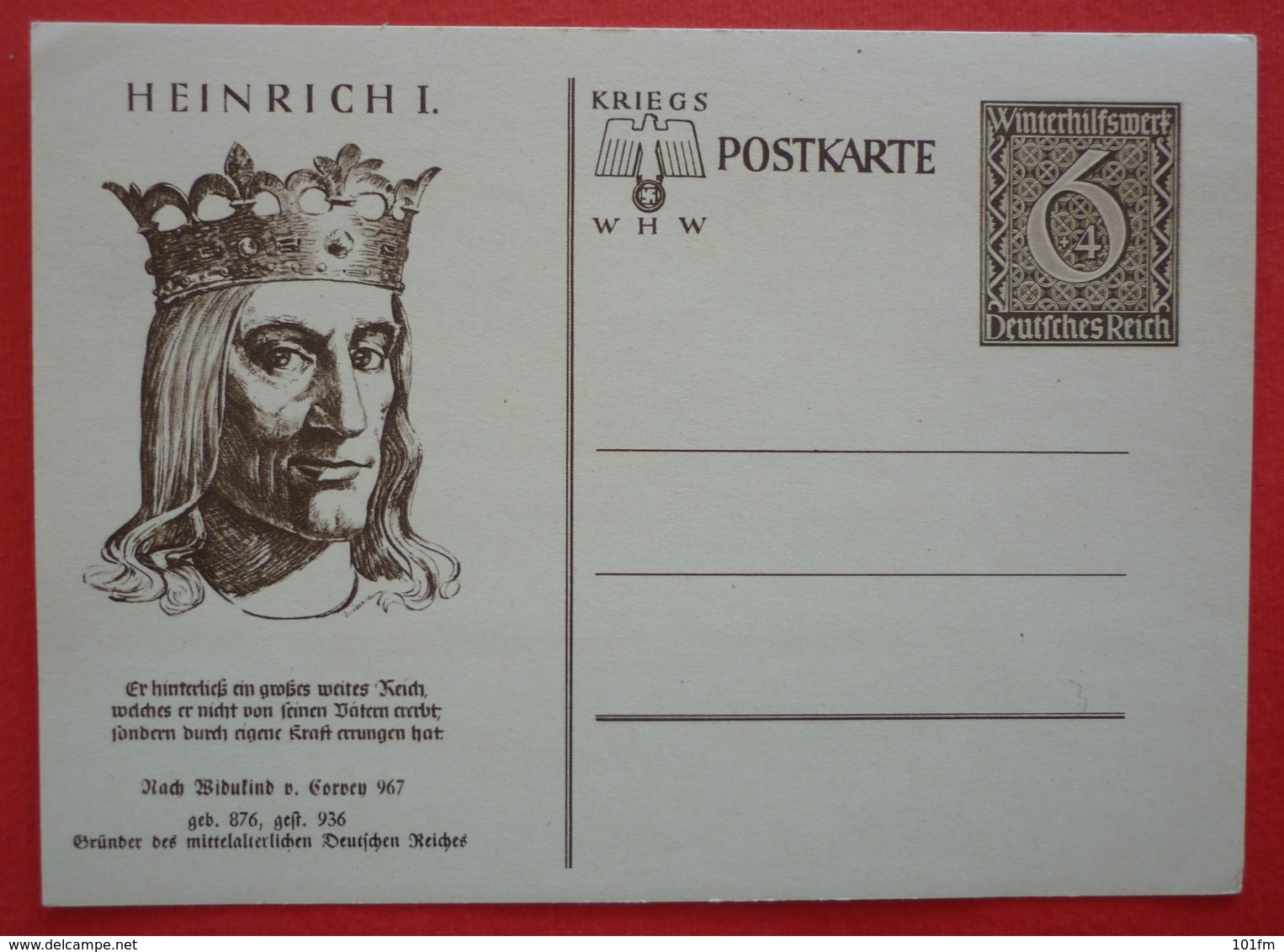 GERMANY -  GANZSACHEN - POSTAL STATIONERY , DEUTSCHES REICH - HEINRICH I. - Sonstige & Ohne Zuordnung