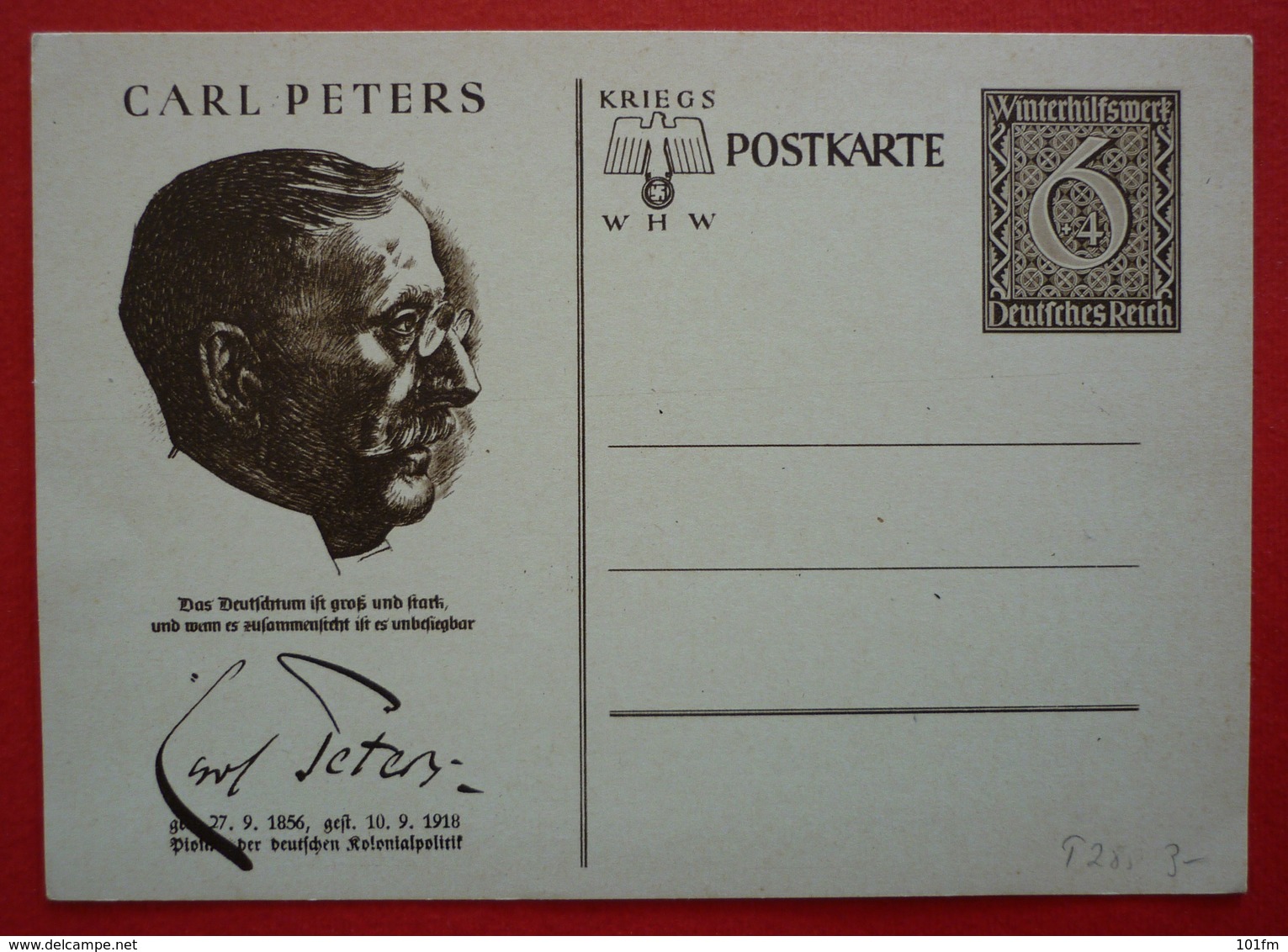 GERMANY -  GANZSACHEN - POSTAL STATIONERY , DEUTSCHES REICH - CARL PETERS - Other & Unclassified