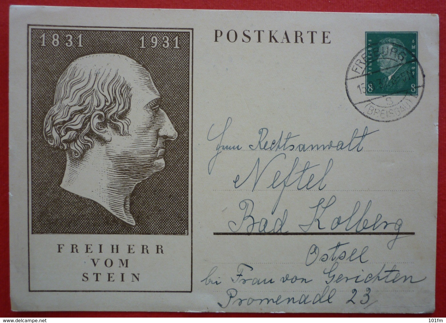 GERMANY -  GANZSACHEN - POSTAL STATIONERY , DEUTSCHES REICH - FREIHERR VOM STEIN - Sonstige & Ohne Zuordnung