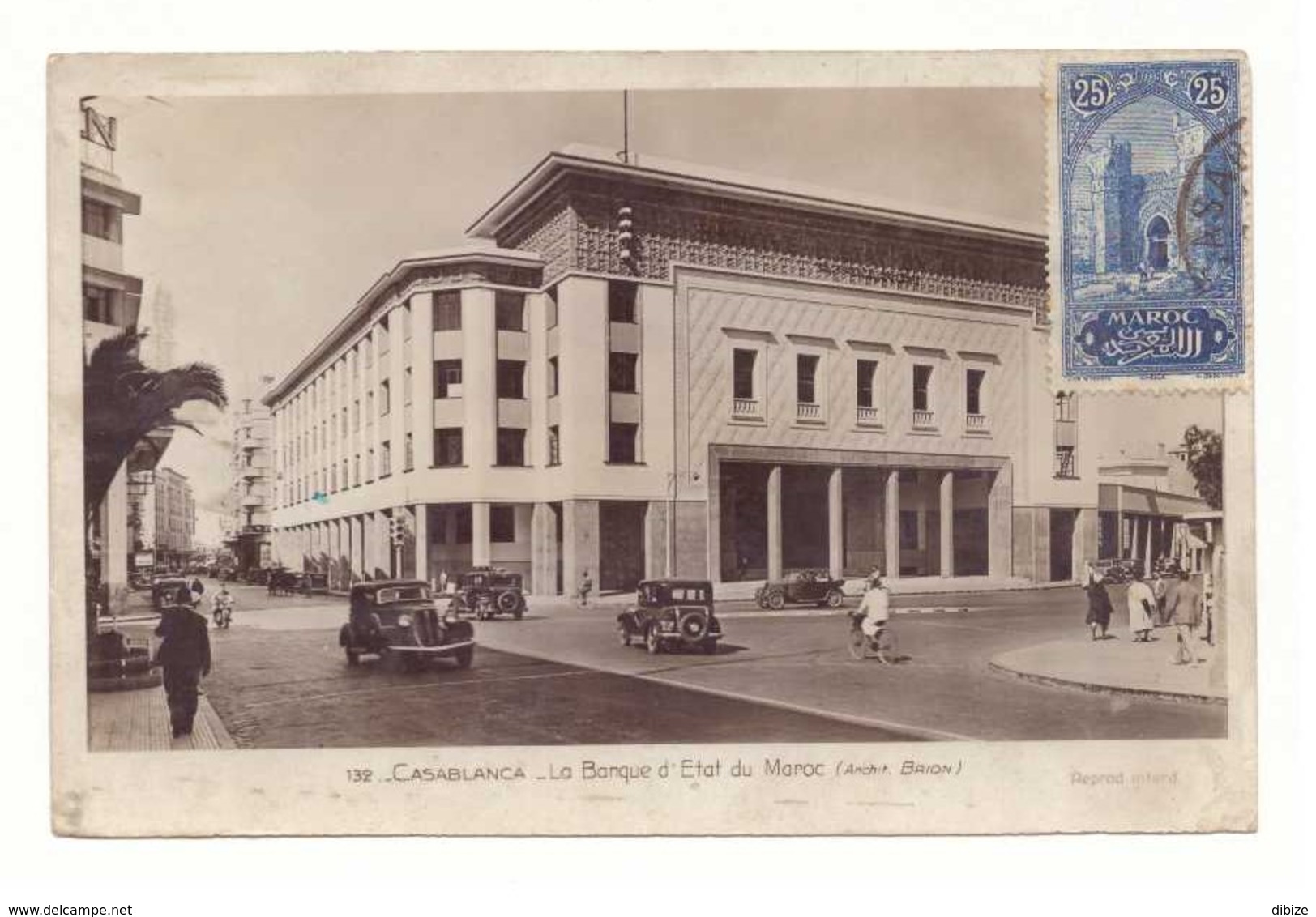 CPSM. Maroc. Casablanca. La Banque D'Etat Du Maroc. Petite Animation. Vieilles Voitures. Timbre. Circulé. - Banques