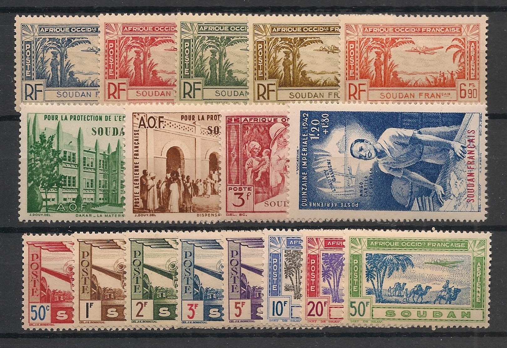 Soudan - 1940-42 - Poste Aérienne PA N°Yv. 1 à 17 - Série Complète - Neuf Luxe ** / MNH / Postfrisch - Neufs