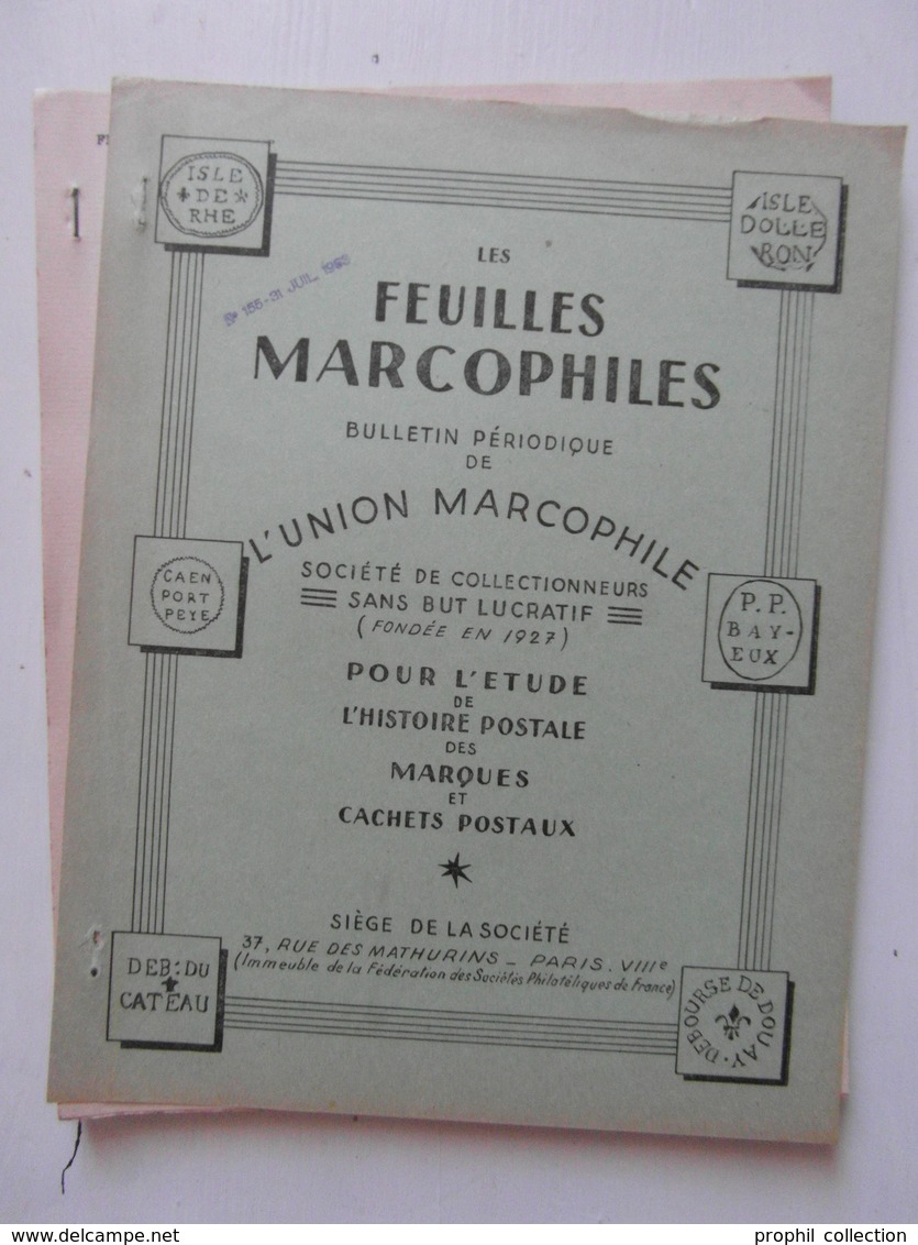 LES FEUILLES MARCOPHILES N° 155 (BULLETIN PÉRIODIQUE DE L'UNION MARCOPHILE) - Philatélie Et Histoire Postale