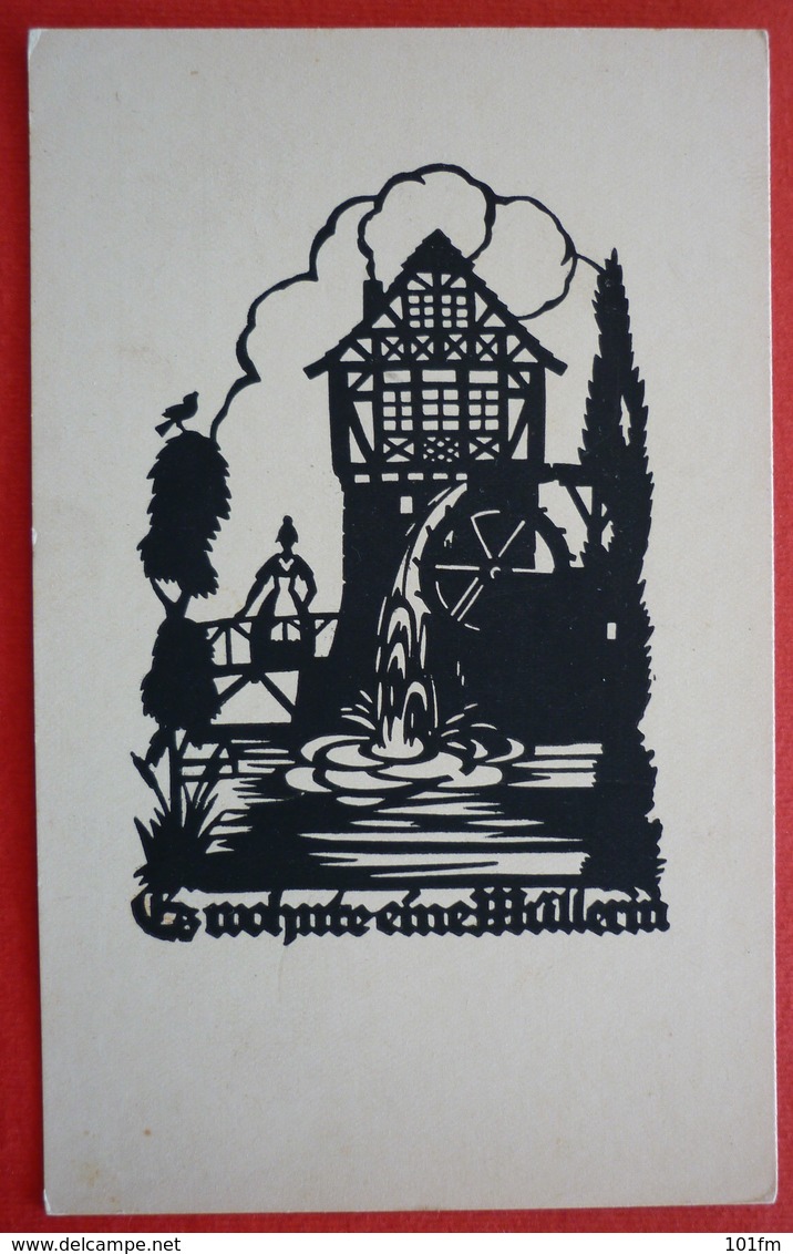 SILHOUETTE POSTCARD , A.M. SCHWINDT - Scherenschnitt - Silhouette