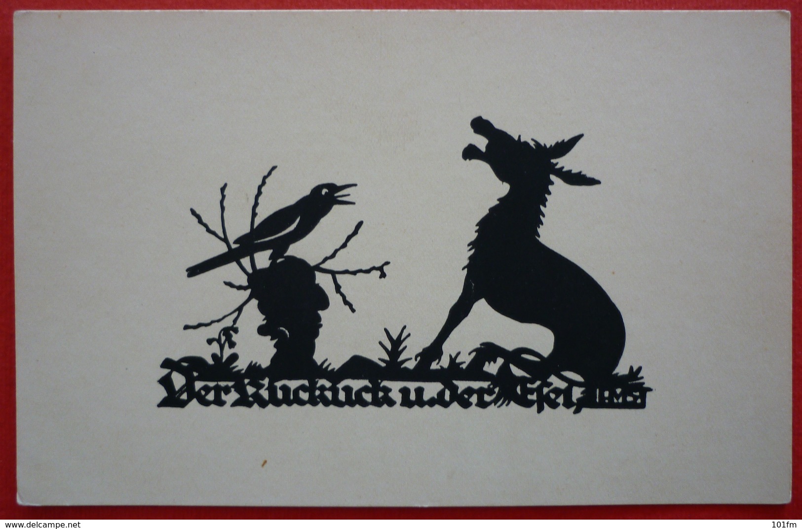 SILHOUETTE POSTCARD , A.M. SCHWINDT , DONKEY - ESEL - Silhouettes