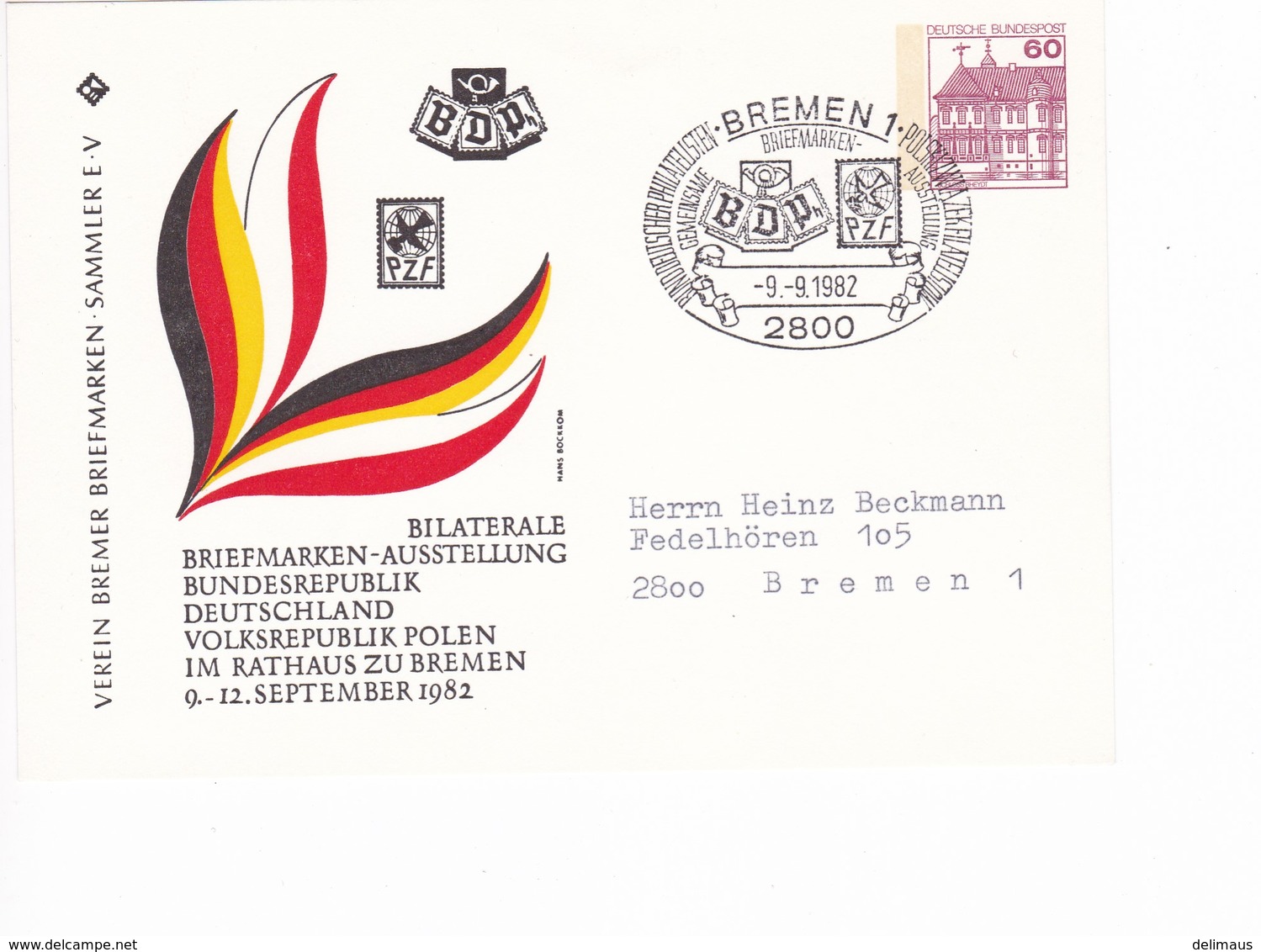 Karte BRD Privatganzsache Bremen Bilaterale Briefmarken-Ausstellung - Privatpostkarten - Gebraucht