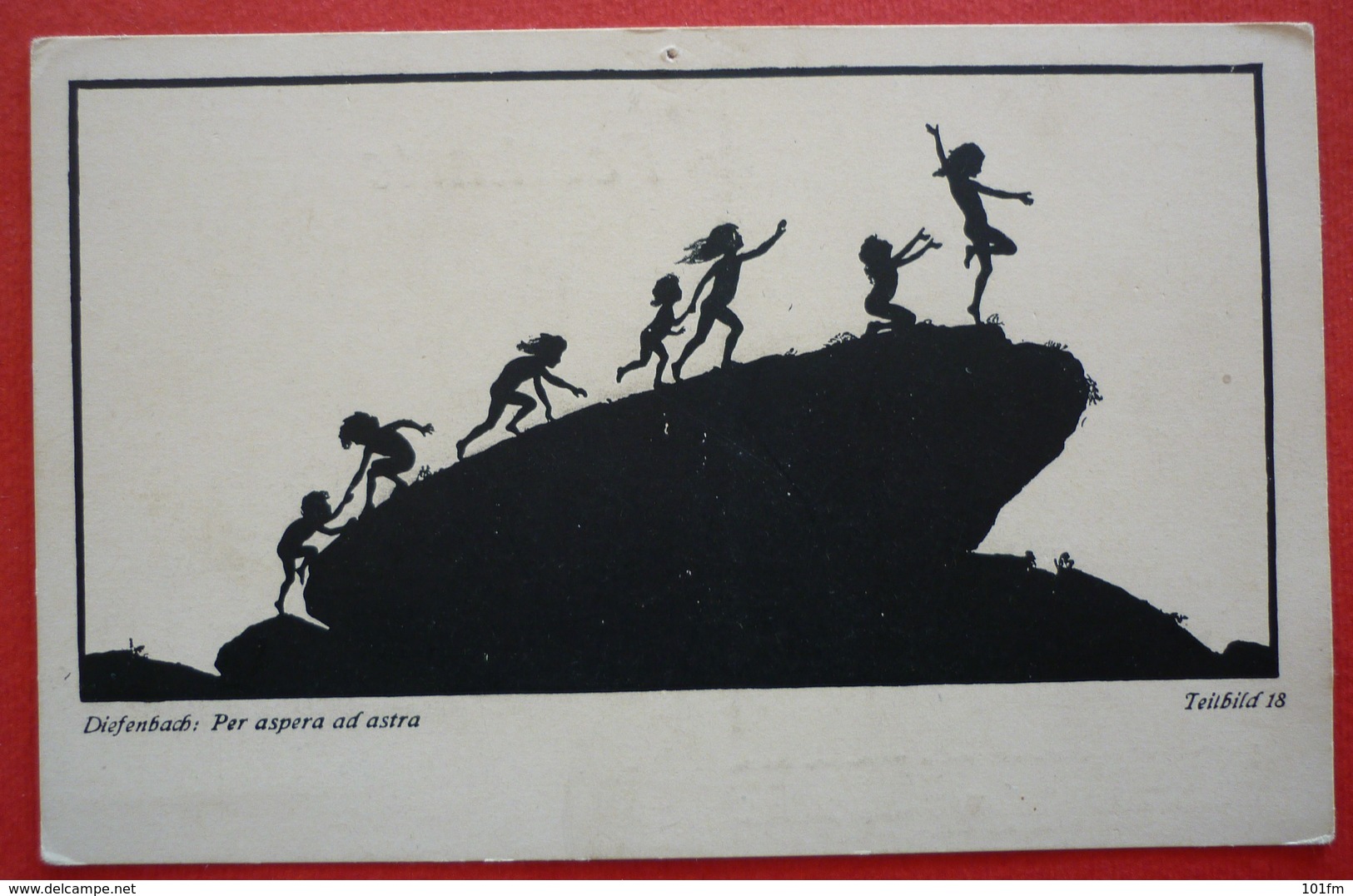 SILHOUETTE POSTCARD , DIEFENBACH - PER ASPERA AD ASTRA - Silhouette - Scissor-type