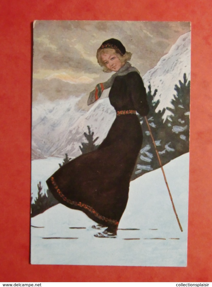 CPA ALLEMAGNE 1917 FEMME AU SKI - Autres & Non Classés