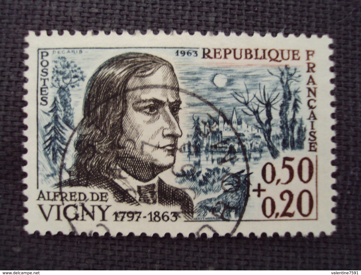 60-69- Timbre Oblitéré N°1375    " Alfred De Vigny    "  0.60 - Used Stamps