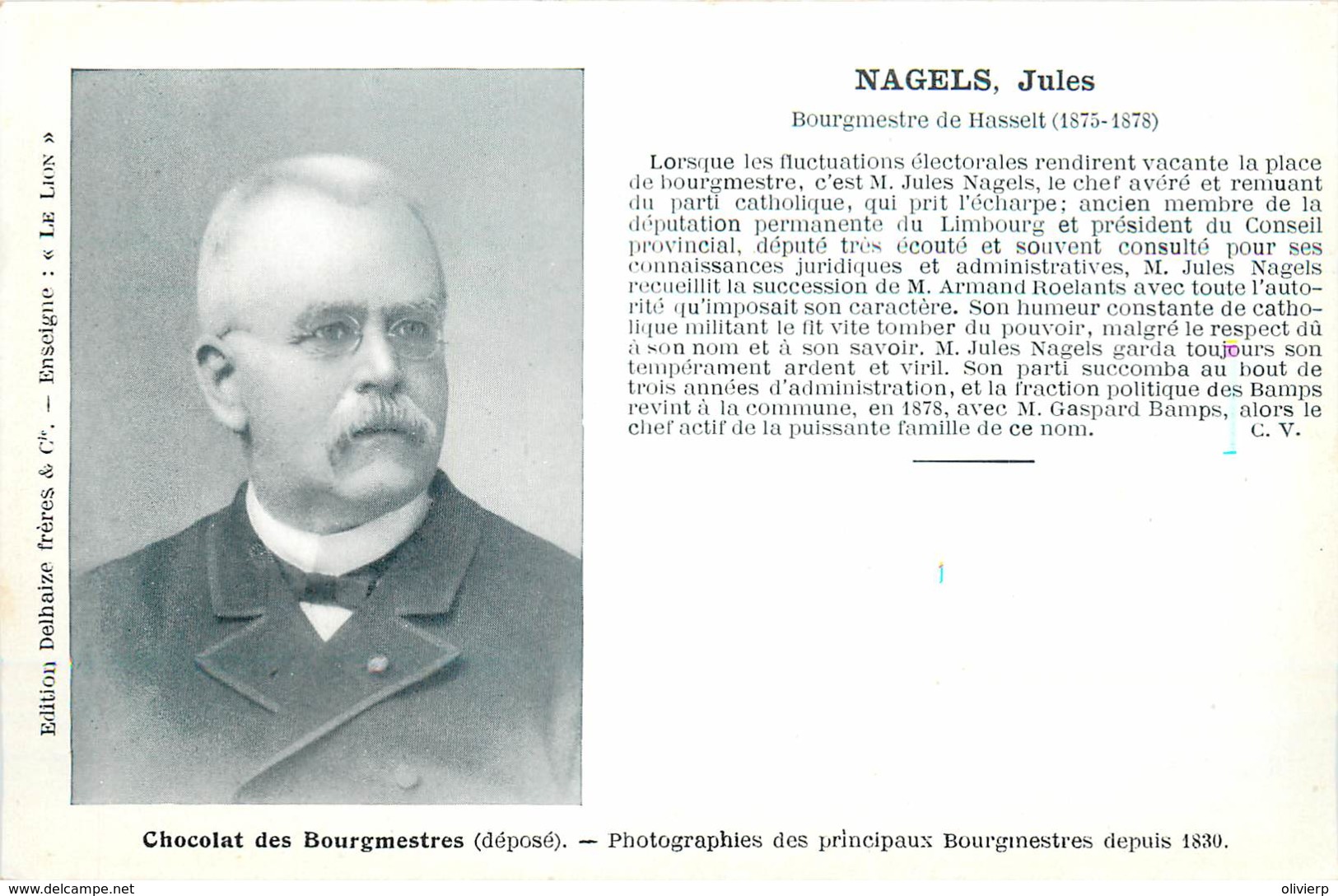 Belgique - Hasselt - Nagels Jules - Bourgmestre De Hasselt ( 1875-1878 ) - Hasselt