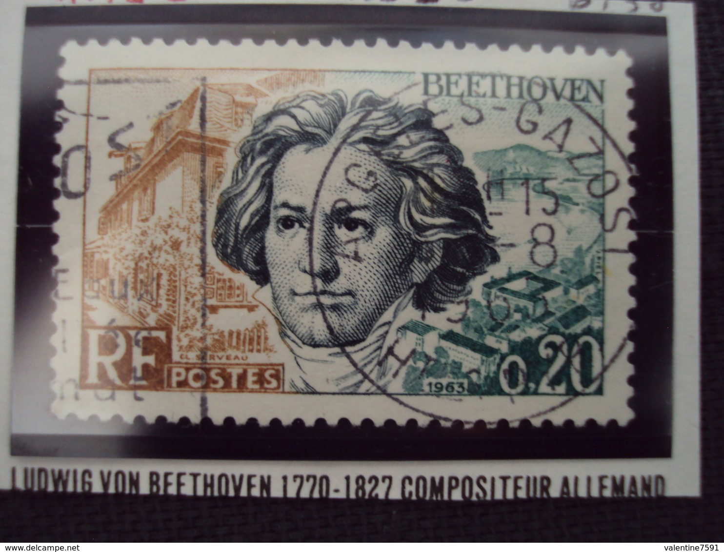 60-69- Timbre Oblitéré N° 1382   " Ludwig Von Beethoven    "  0.50 - Oblitérés