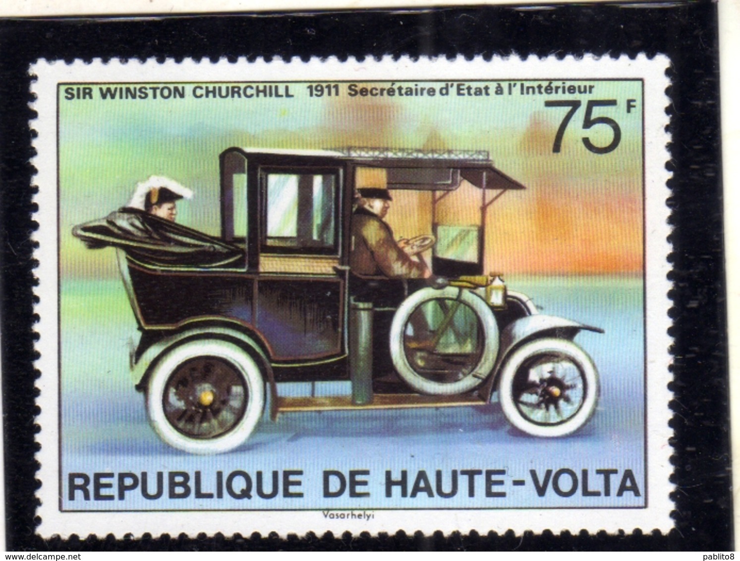 ALTO VOLTA HAUTE VOLTA UPPER VOLTA BURKINA FASO 1977 WINSTON CHURCHILL CAR 75fr  MNH - Alto Volta (1958-1984)