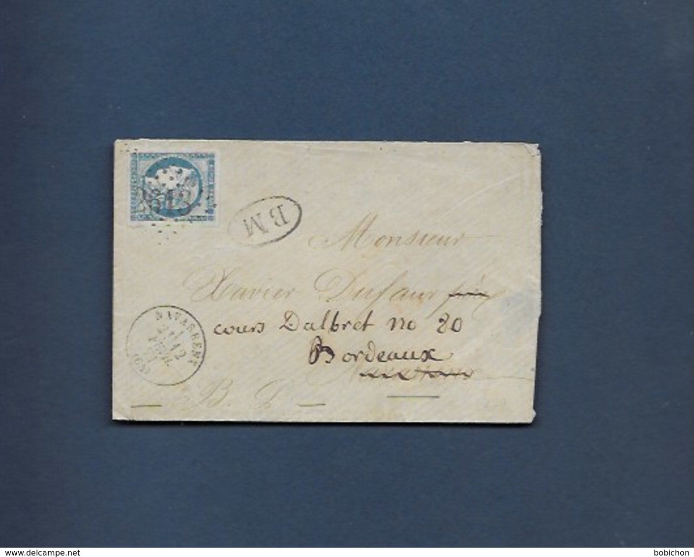 20c Ceres Sur Enveloppe Cachet N° 2613  Cachet A Date De Navarrenx  + Cachet Ovale BM - 1870 Bordeaux Printing