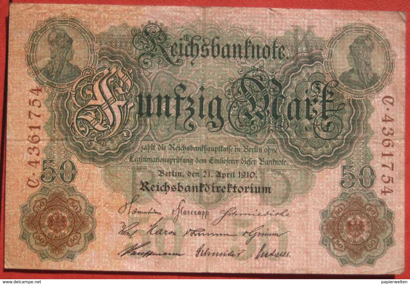 50 Mark 1910 (WPM 41) 21.4.1910 Reichsbanknote - 50 Mark