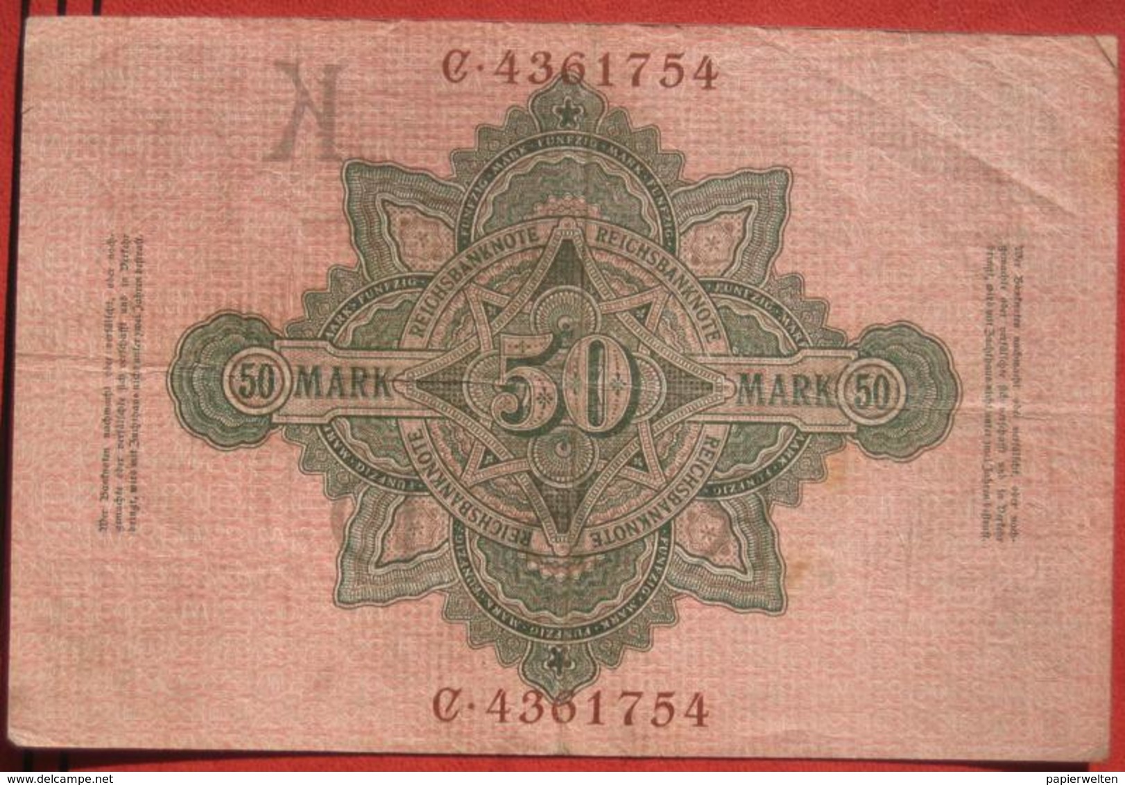 50 Mark 1910 (WPM 41) 21.4.1910 Reichsbanknote - 50 Mark