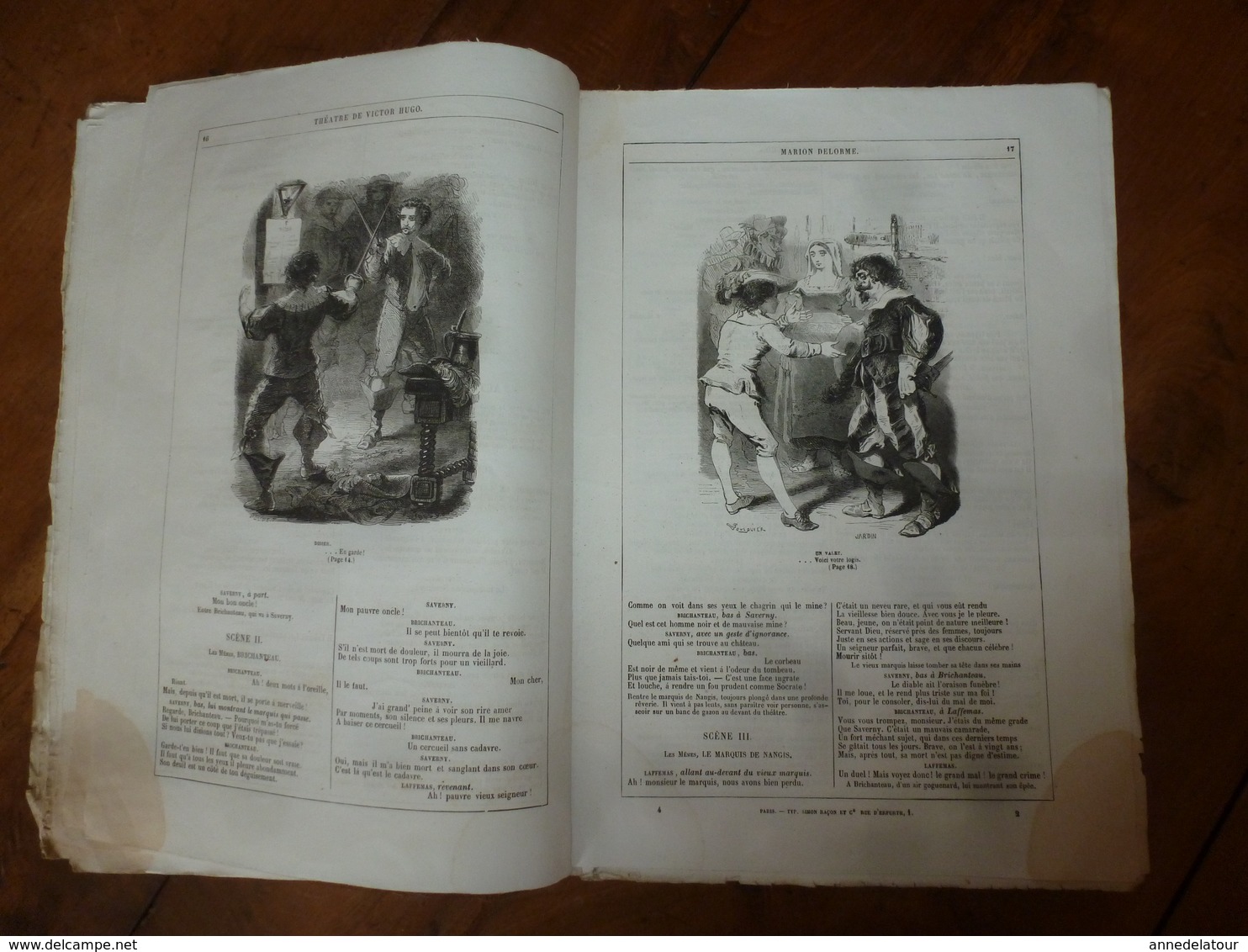 1854 MARION DELORME -Théâtre de Victor Hugo - Illustration par Foulquier- Edition Hetzel