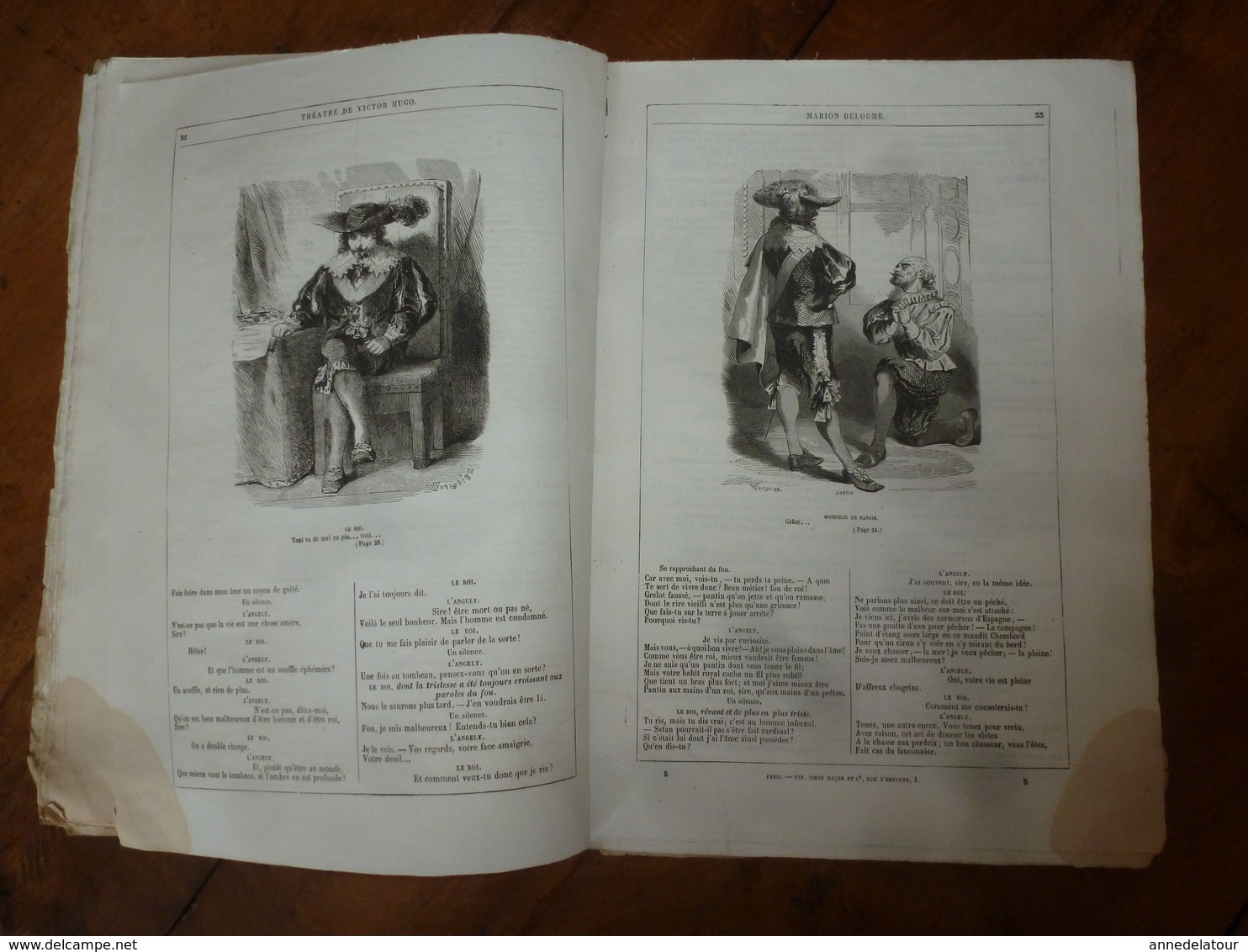 1854 MARION DELORME -Théâtre de Victor Hugo - Illustration par Foulquier- Edition Hetzel