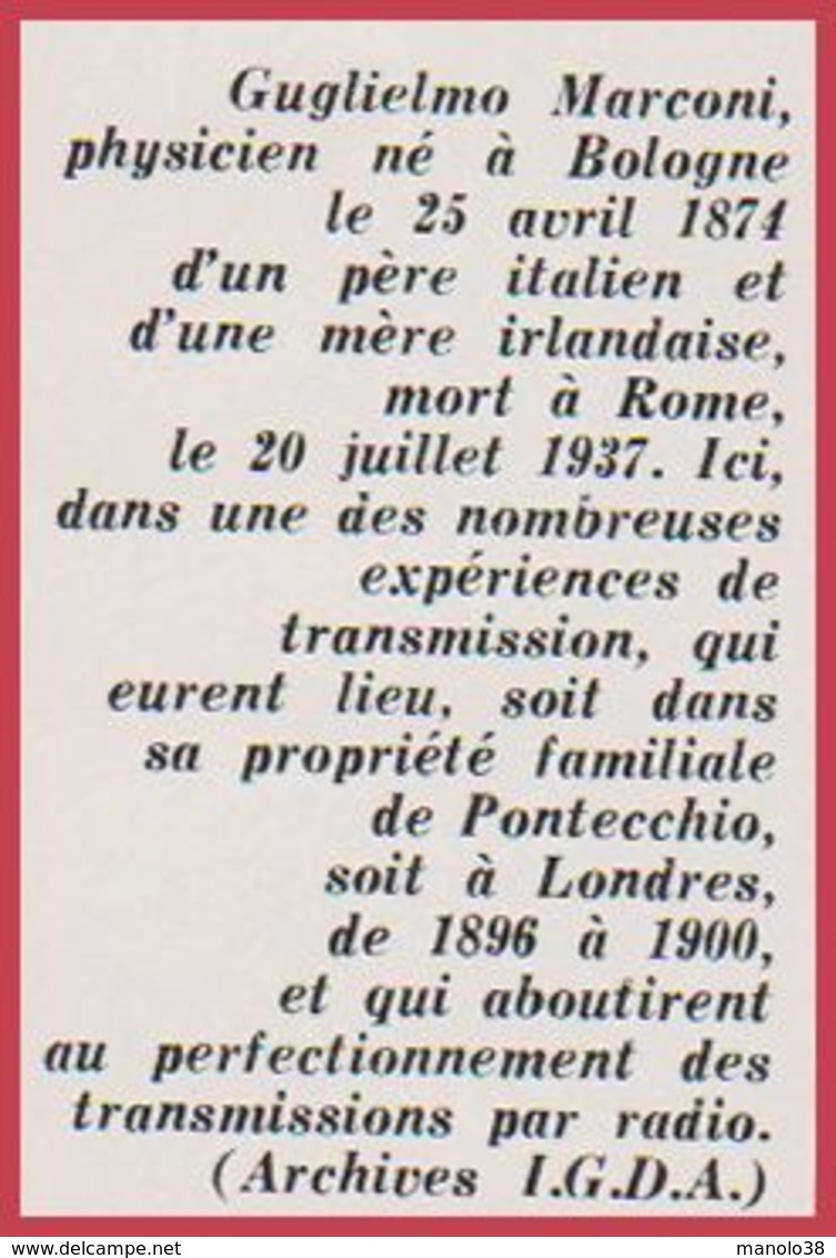 Galilée, Portrait De Susterman, Recto. Guglielmo Marconi, Verso. Italie. Encyclopédie De 1970. - Autres & Non Classés