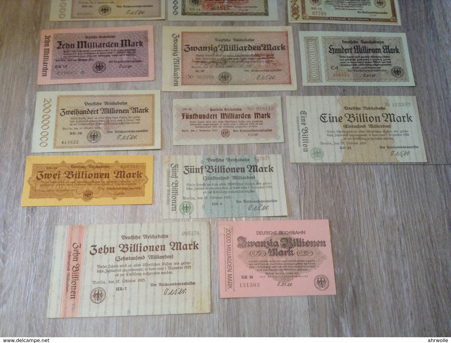 Notgeldscheine Lot 16 Scheine 1 Million Bis 20 Billionen Mark Reichsbahndirektion Berlin 1923 Reichsbahn - Lokale Ausgaben