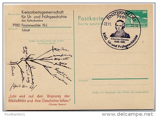 DDR P84-6b-82 C6-b Postkarte Zudruck CHARLES DARWIN Finsterwalde Sost. 1982 - Private Postcards - Used