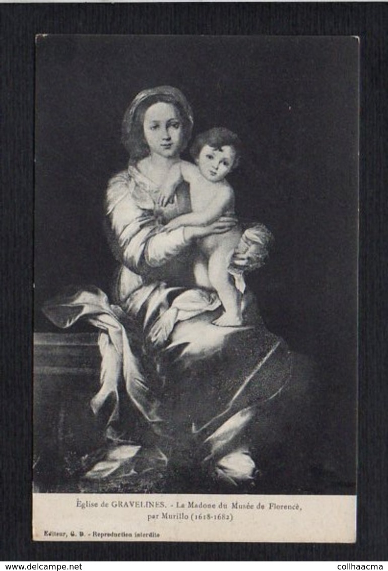 Art Tableau / Eglise De Gravelines / La Madone Du Musée De Florence Par Murillo - Peintures & Tableaux