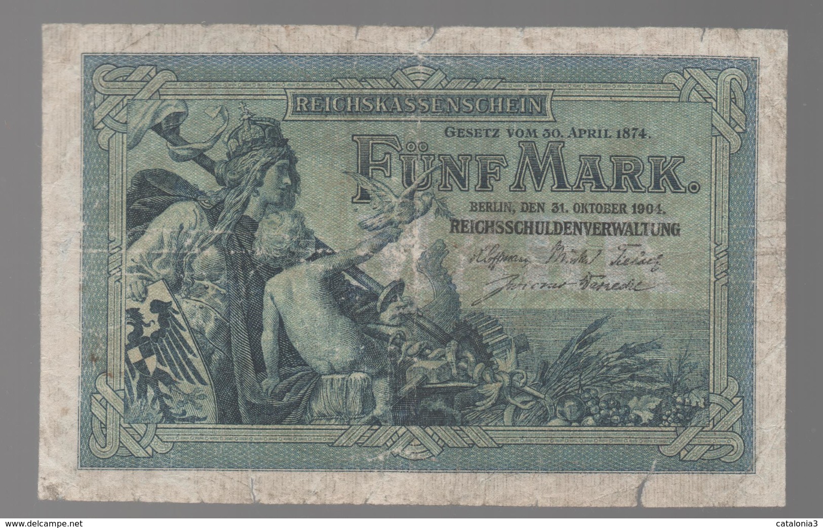 ALEMANIA - GERMANY -  5 Mark 1904 DRAGON - 100 Deutsche Mark