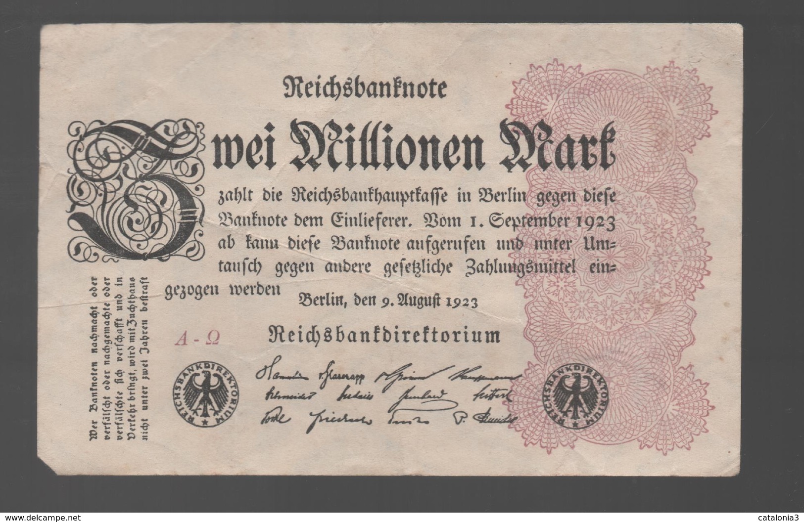 ALEMANIA - GERMANY -  2.000.000 Mark 1923 P-103 - 100 Deutsche Mark