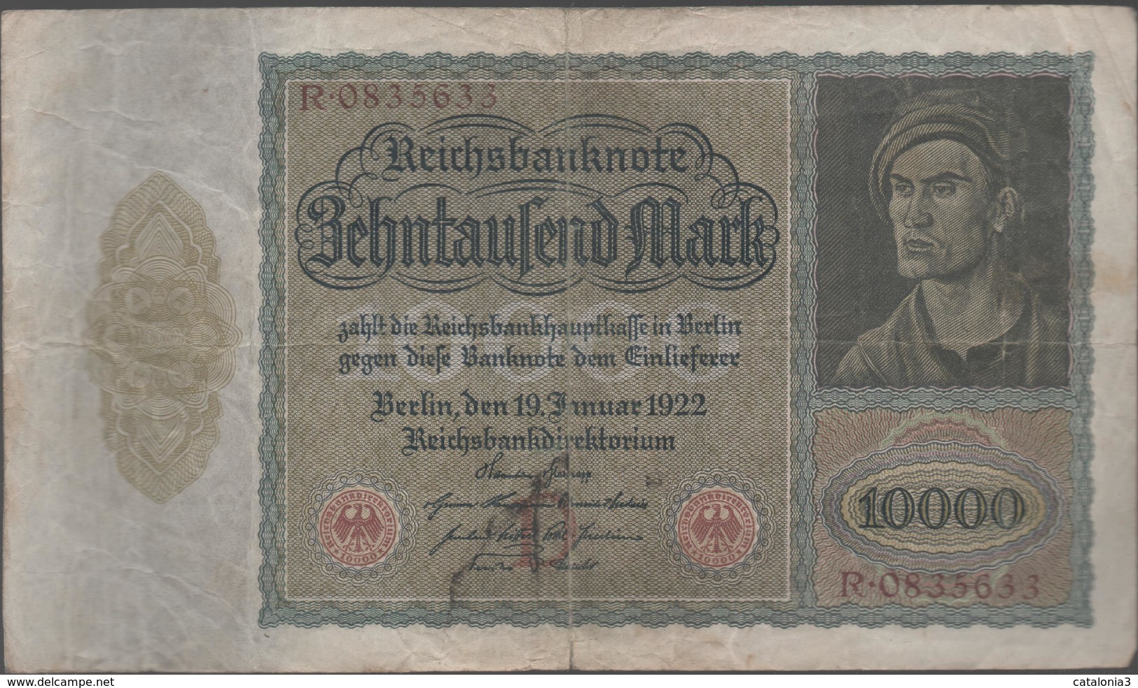 ALEMANIA - GERMANY -  10.000 Mark 1922 P-70 - 100 Deutsche Mark