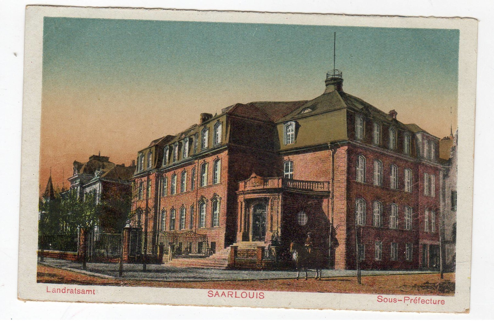 Saarlouis,  Landratsamt, Sous Préfecture, Carte Couleur écrite, 1920 - Kreis Saarlouis